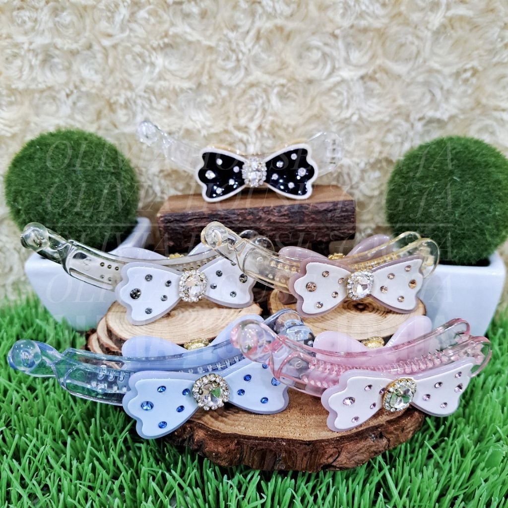Jepit Rambut Pita Diamon Plastik Jepit Rambut Pisang Transparant Hairclip Pita