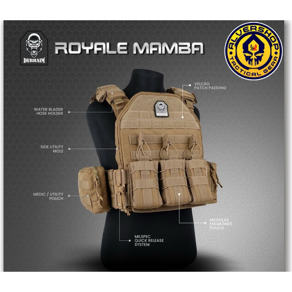 Rompi Durhaim Bodyvest Royale Mamba Coklat Original Tactical Alvershop_TG