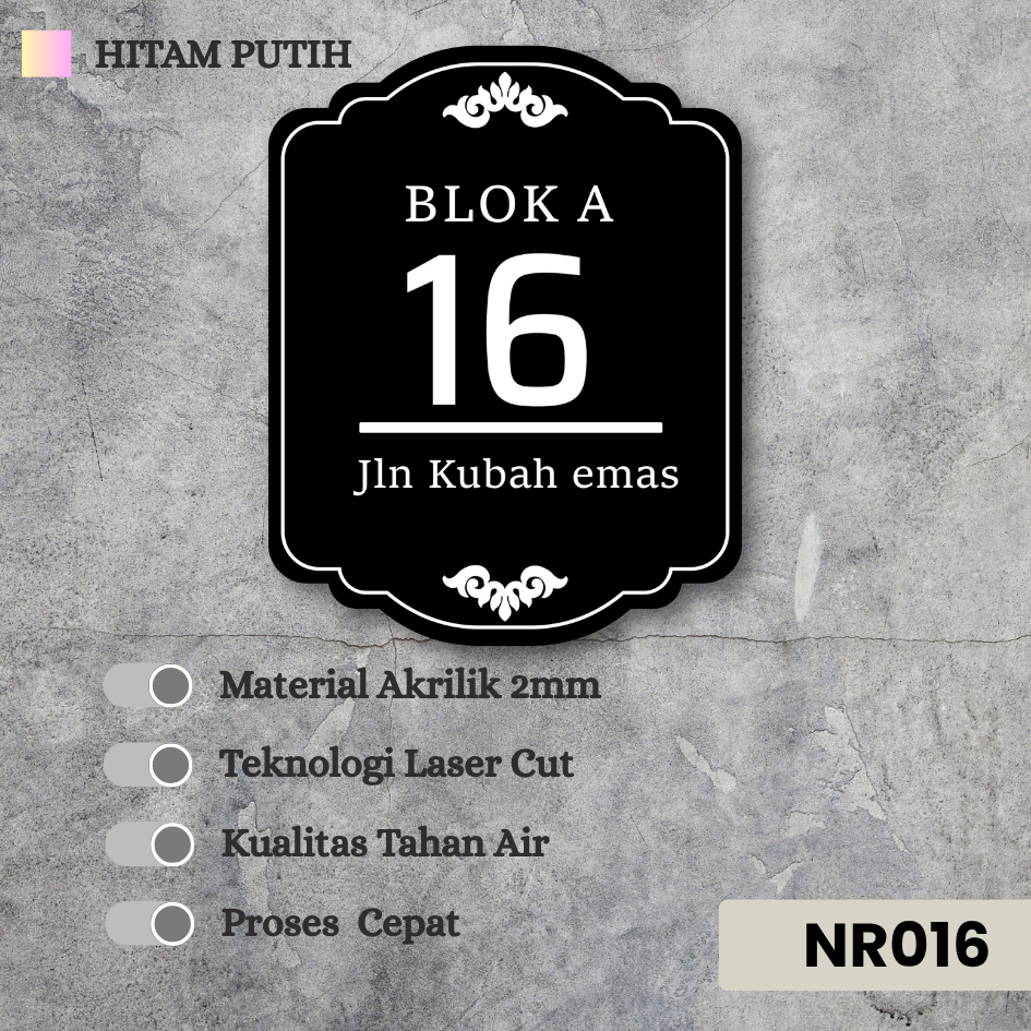 Nomor Rumah Akrilik Custom – Estetik | Plat Tempel Dinding | Tahan Air & Mewah