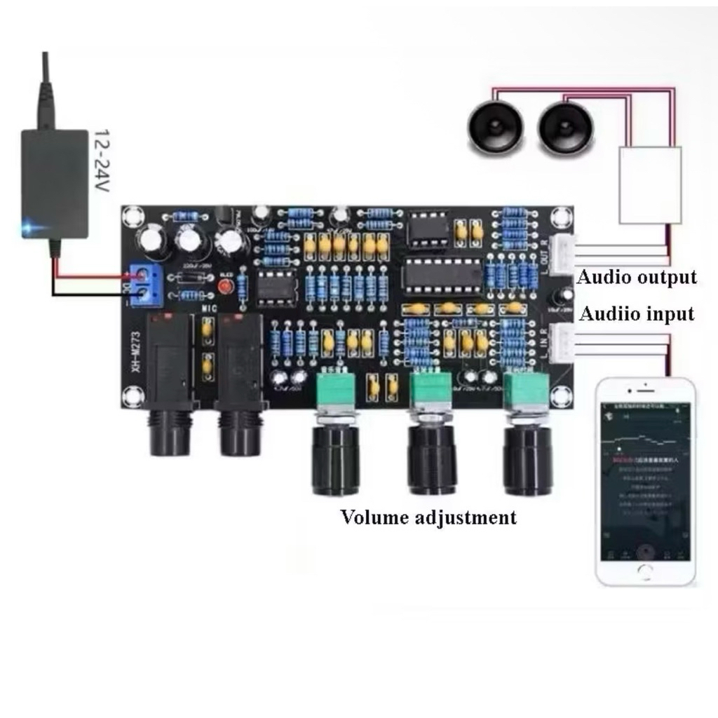 XH-M273 Modul Microphone Amplifier Karaoke PT2399 DC 12V - 24V