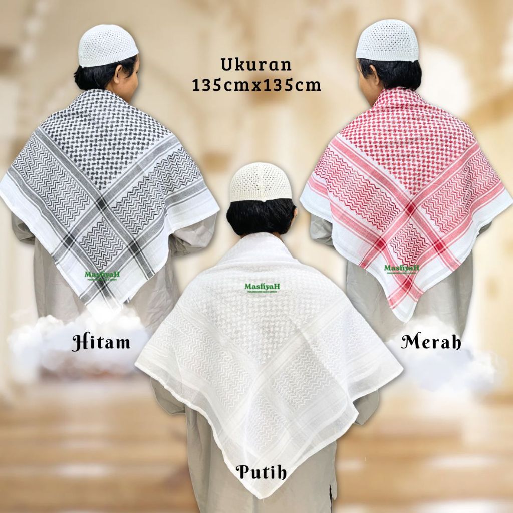 Diskon SURBAN MERCAN ARIFAT SURBAN PUTIH POLOS SURBAN WARNA SURBAN MOTIF WARNA SURBAN MOTIF KOTAK SU