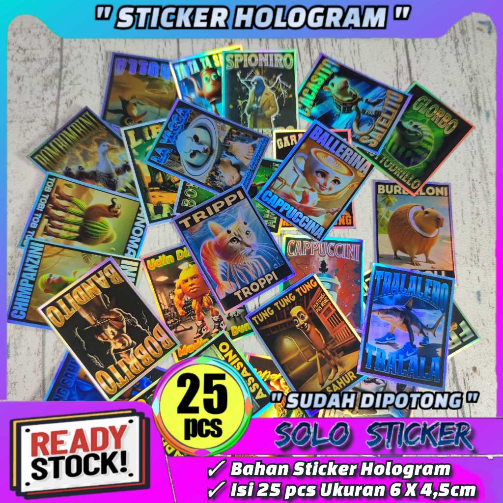 

Sticker Hologram Anomali Tung Tung Sahur 25 pcs Sudah Dipotong