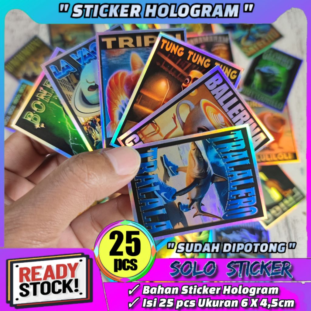 

Paket 25 pcs Sticker Hologram Tung Tung Sahur Anomali - Anti Air, Sudah Dipotong