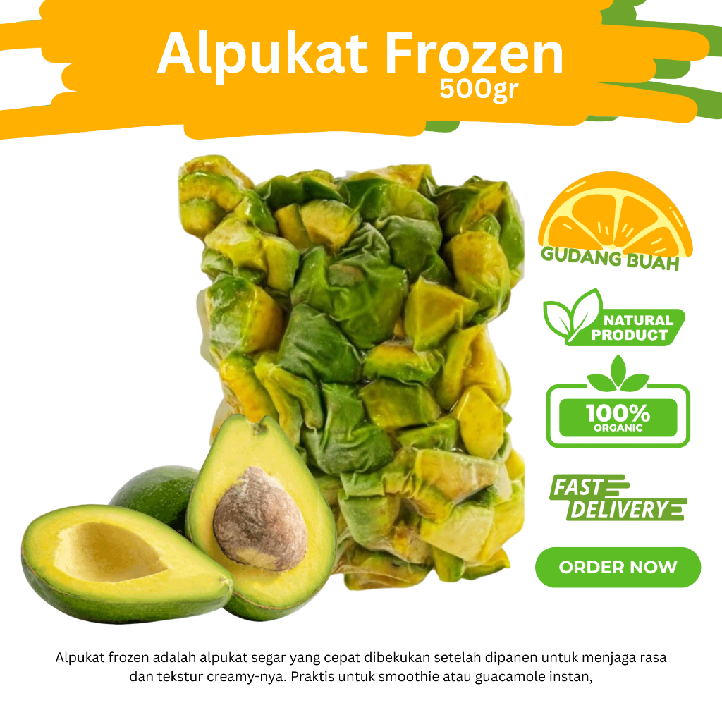 

Alpukat Mentega Frozen Grade A Premium / Alpukat Beku / Daging Alpukat 500 Gram