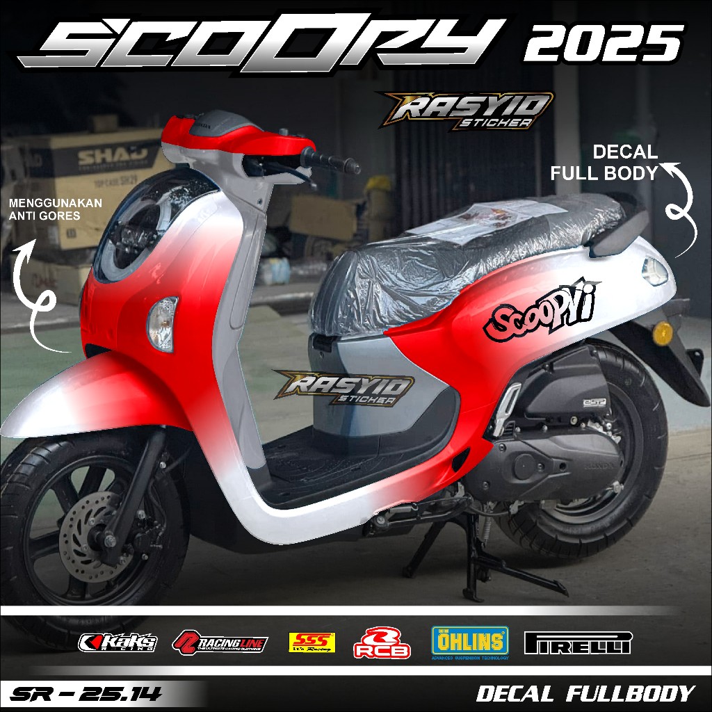 COD Sticker Decal Full Body Honda Scoopy Tahun 2025 Sticker Full Body Scoopy 2025 Motif Gradasi Puti