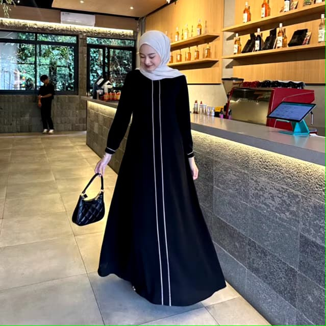Grosir Gamis Fashion | Abaya Remaja Hitam Katun twill polos Premium Size S M L XL XXL - Abaya Besic 