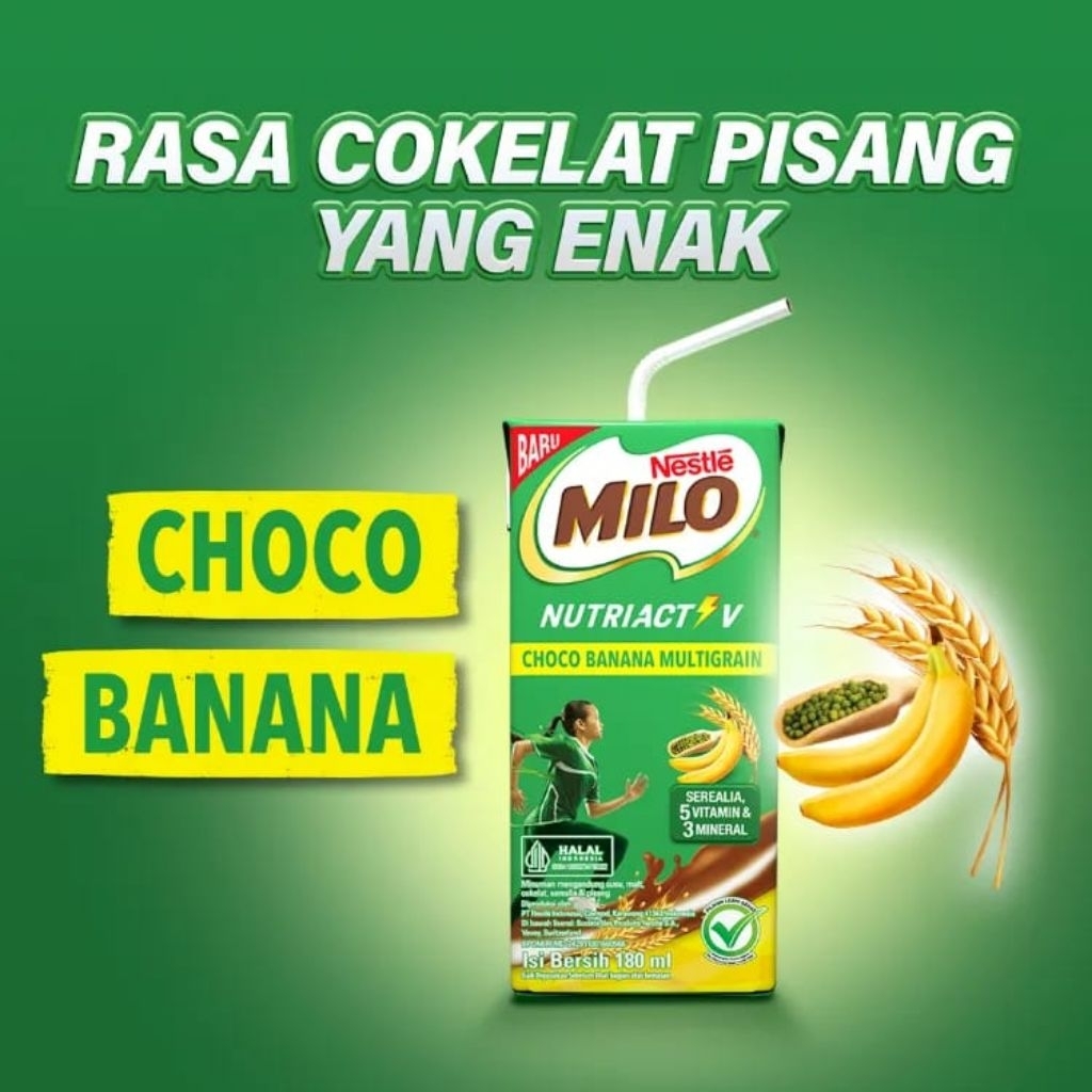 

New Nestle Milo Nutriactiv Choco Banana Multigrain 180ml UHT