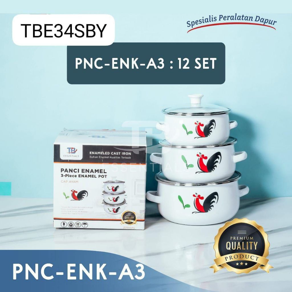 Panci enamel 3 susun