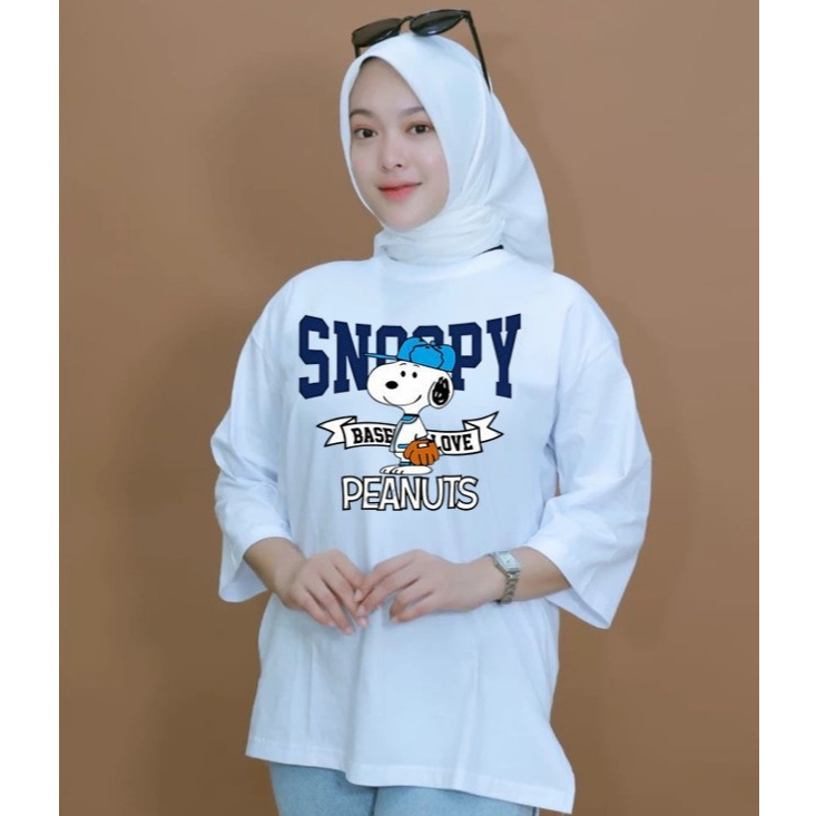 Snopy Base Lv Top - Kaos Sweater Atasan Oversize Wanita Lengan Panjang - Atasan Wanita Lengan 7/8