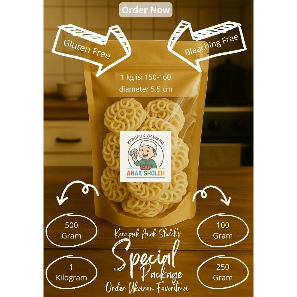 

[GLUTEN FREE] Kerupuk Uyel Bawang atau Kerupuk Seblak 100gr, 250gr, 500gr, 1kg