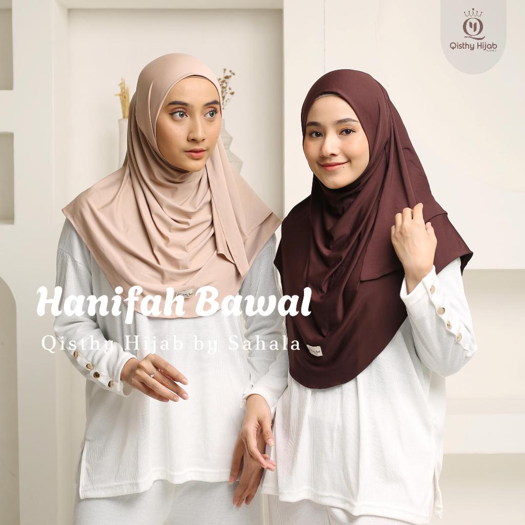 QISTHY HIJAB - HANIFAH Bawal Hijab Segi Empat | Bawal Oval Instan Malaysia by Sahala