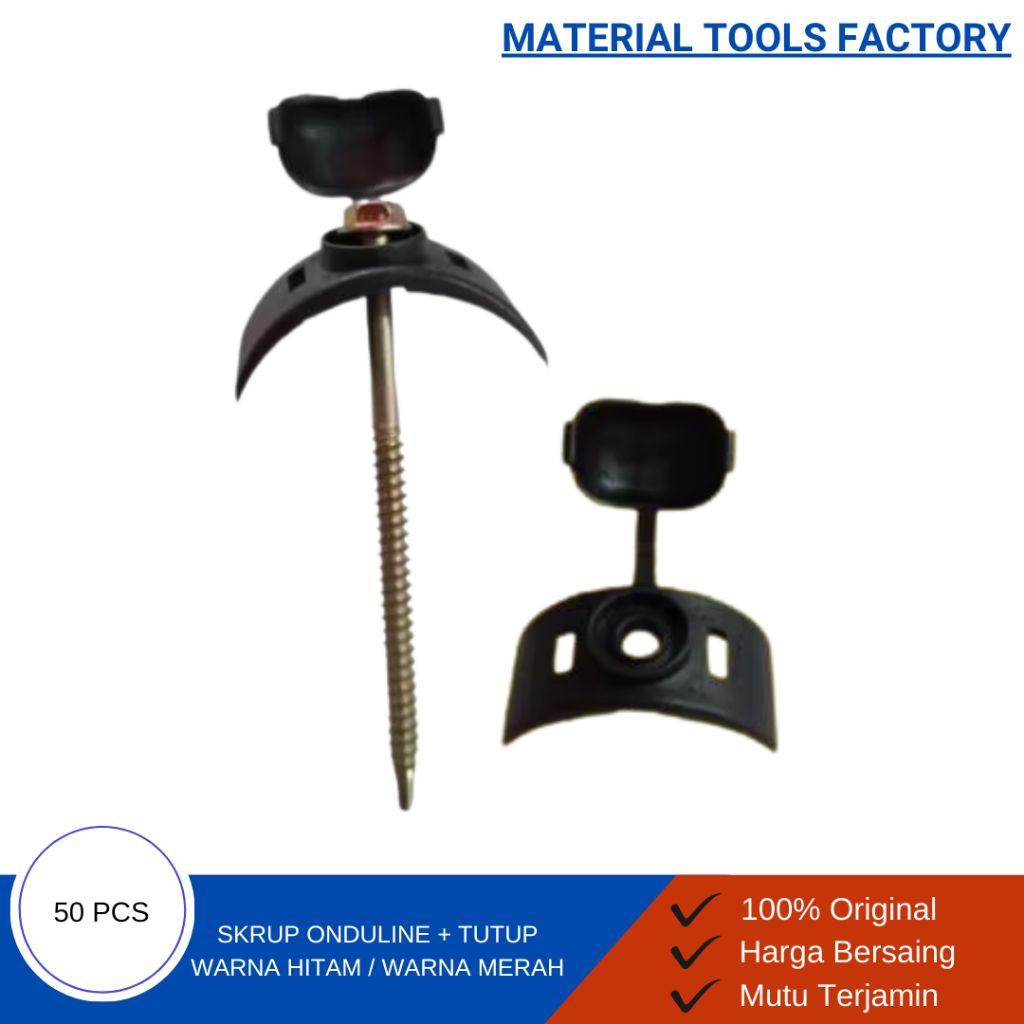 Sekrup onduline dengan tutup 50pcs - onduline screw dengan tutup - skrup onduline