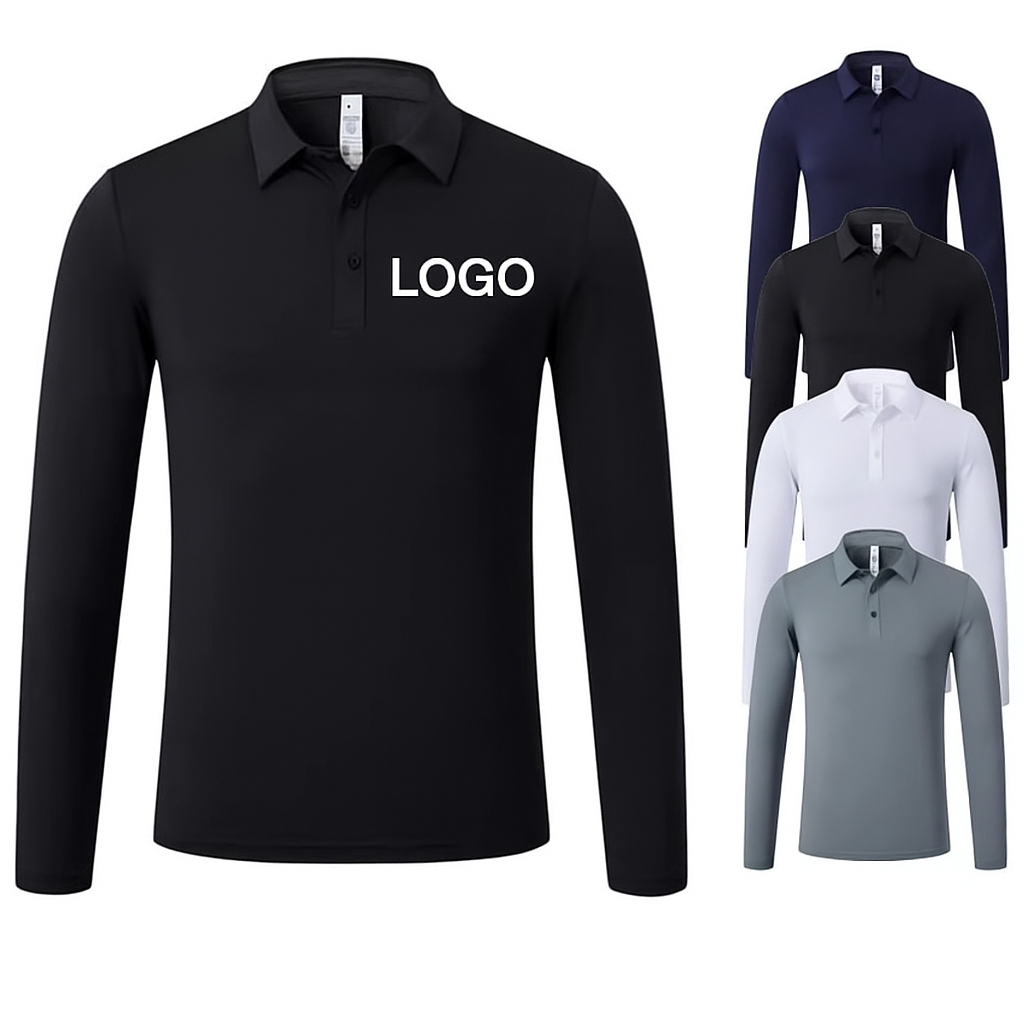 Baju Kaos LENGAN PANJANG Polo Wangki Kerah Gratis bordir atau sablon logo dan nama