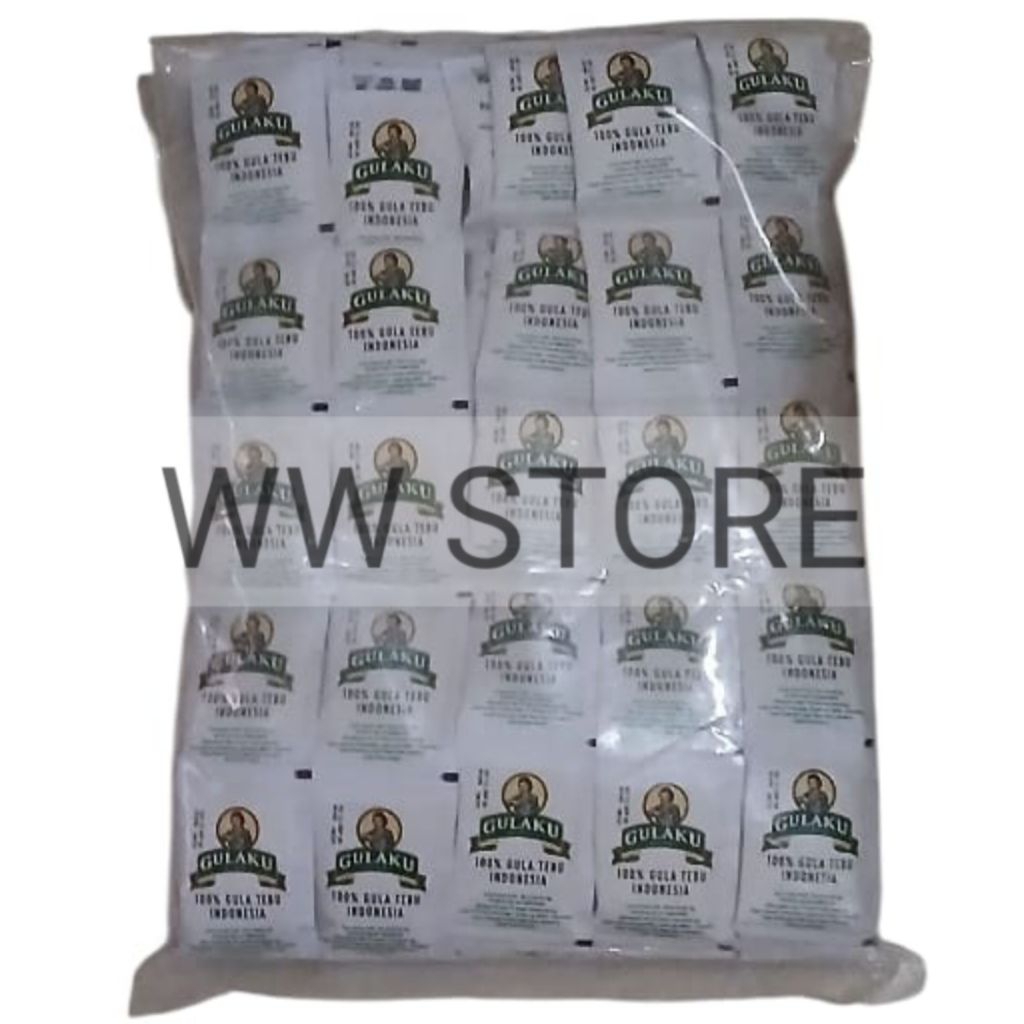 

100% gula tebu pasir kristal putih Indonesia halal MUI GULAKU MURNI Manis Alami Bersih Sugar kemasan sachet 2000g 2kg ( 250x8g )