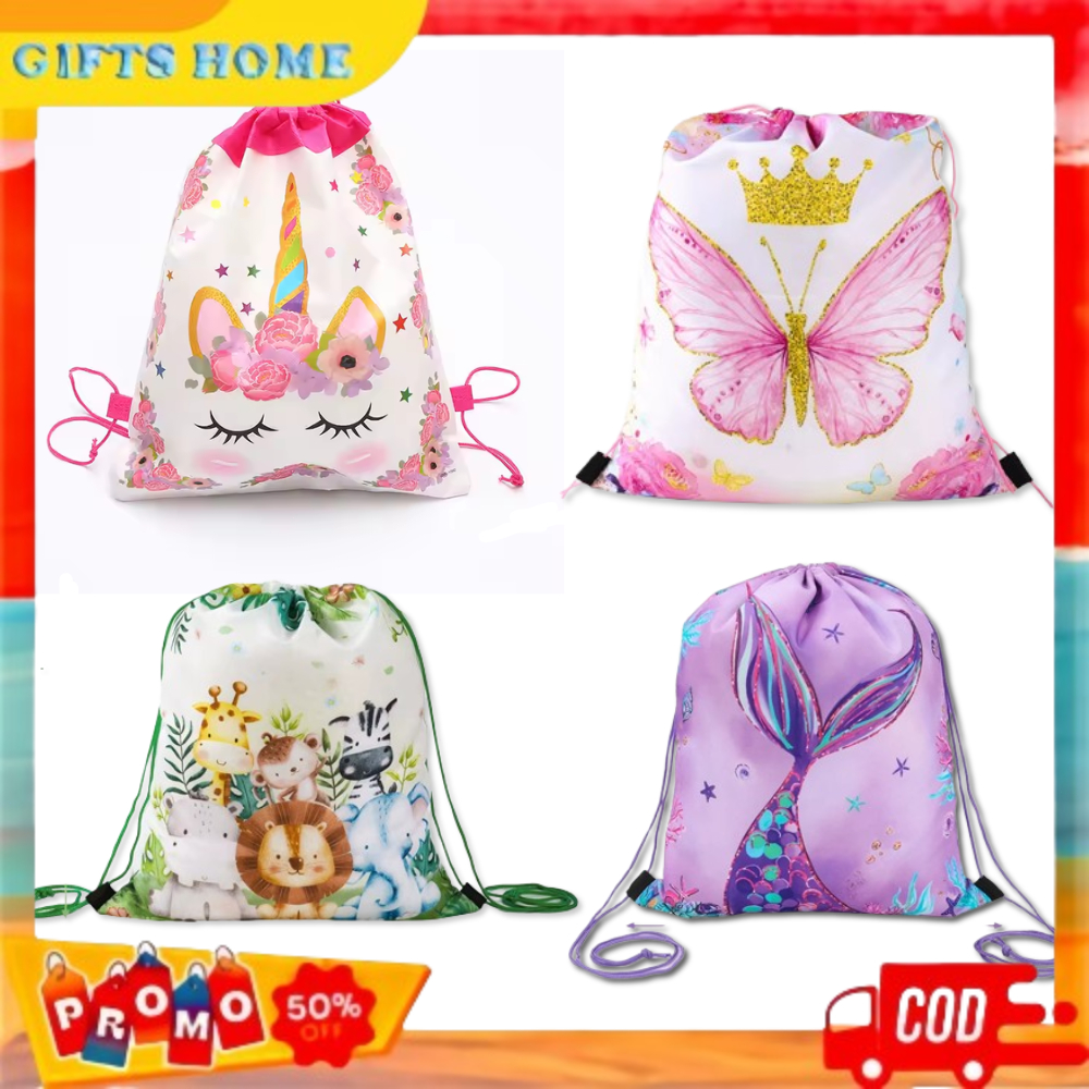 

1pc Hadiah Tas Ransel Serut Goodie Kantong Permen Untuk Hadiah Perlengkapan Pesta Ulang Tahun (Putri Duyung, Konstruksi, Animal,)