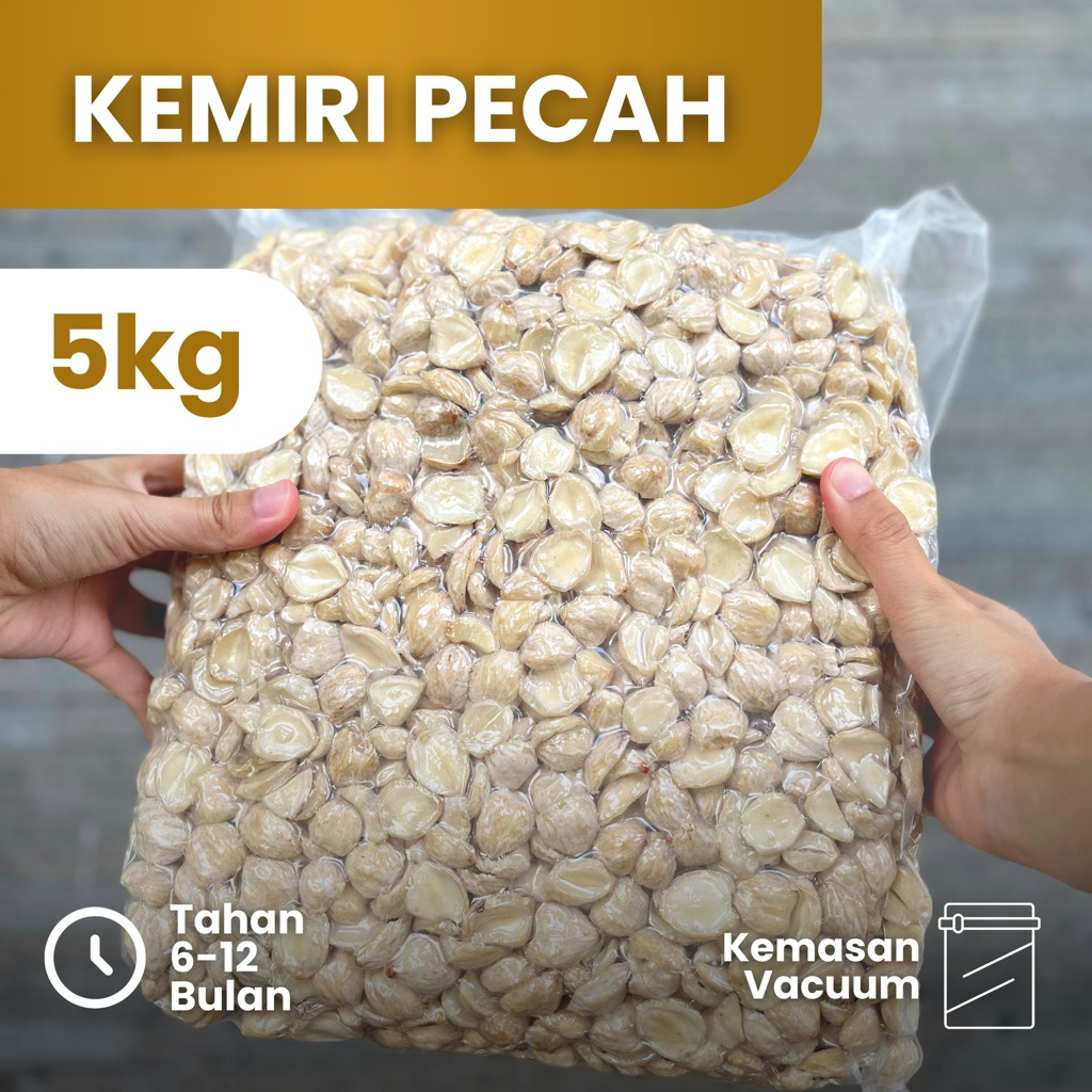 

Kemiri Pecah Dua SUPER NTT 5kg 5000gr | Kering, Vacuum, Siap Masak - Fresh & Higienis