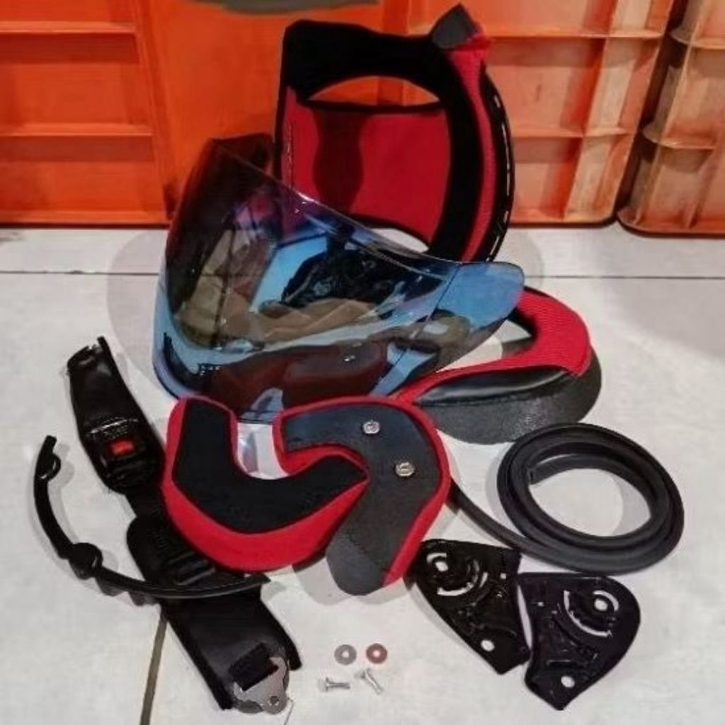 Paket Busa Helm KYT DJ Maru Fullset Kaca Helm KYT DJ Maru Dan Karet Helm Visor Dan Busa Kancing Besi