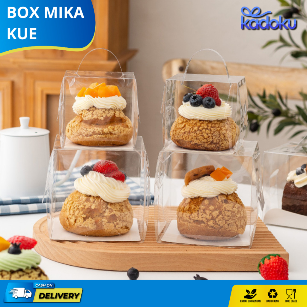Gable Box Mika / Kotak Mika Kue Ulang Tahun Transparan / Cake Box With Handle / Kotak Kue Bening