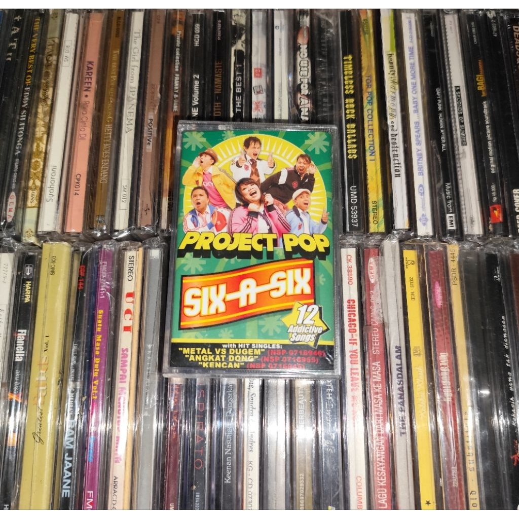 Kaset Project Pop - Six A Six with Hits Singles Metal Vs Dugem, Angkat Dong, Kencan