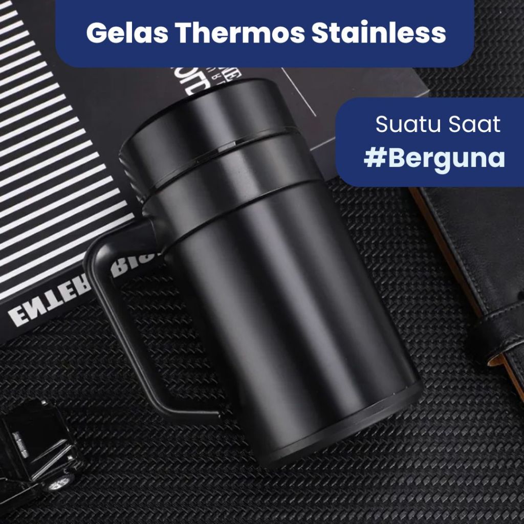 Botol Gelas Thermos Kerja Tahan Suhu Panas Dingin Stainless Steel Estetik