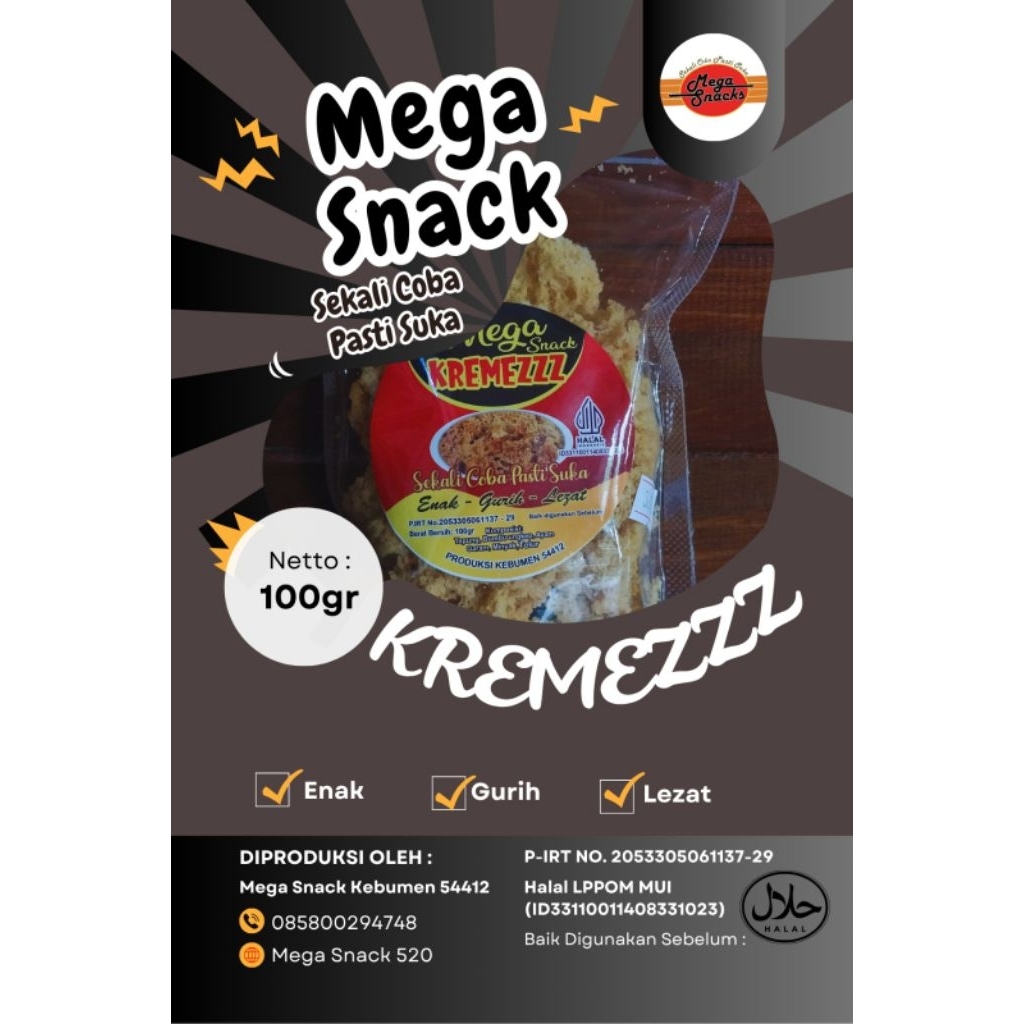 

Kremezzz Mega Snack 100gr – Kremesan Ayam Renyah Gurih