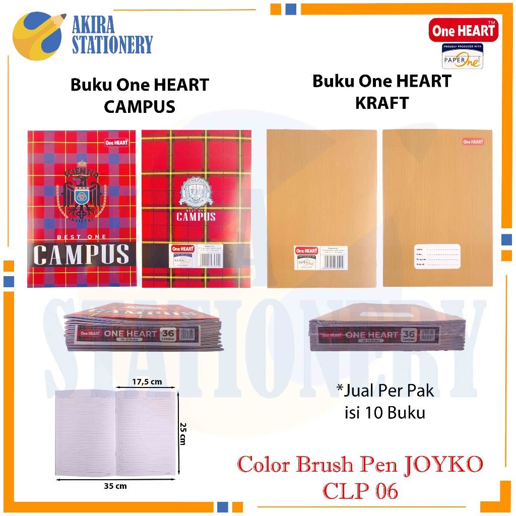 

Buku Tulis One Heart By Paper One Campus Isi 36 Lembar / Buku BEST ONE Ukuran Boxy Campuss / B5 Besar 36 Lbr - Per Pak isi 10 Buku