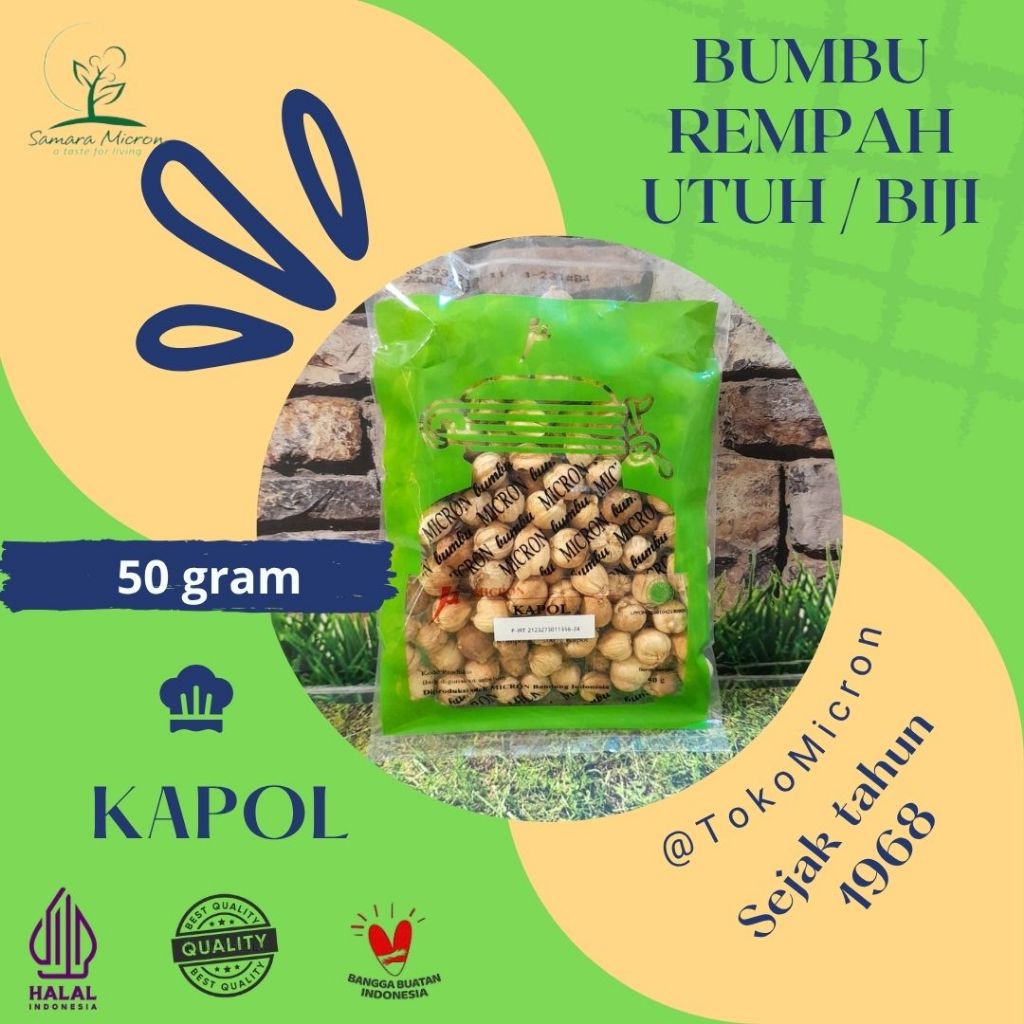 

Bumbu Rempah Samara Micron- Kapol Putih Utuh / Kapol Lokal Bulat - 50 gram