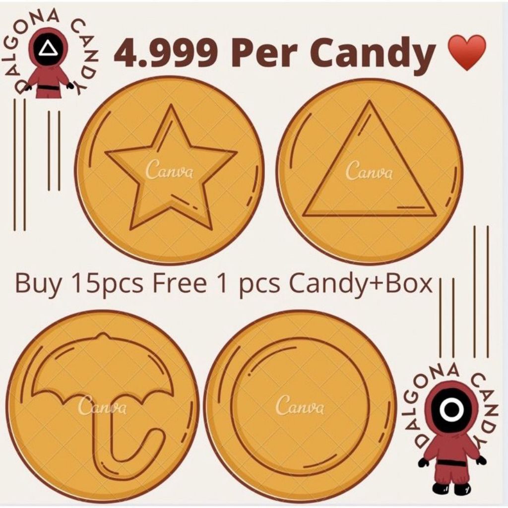 

Dalgona Candy Squidgame / Dalgona Sponge / Permen Squidgame / Korean Sponge Candy