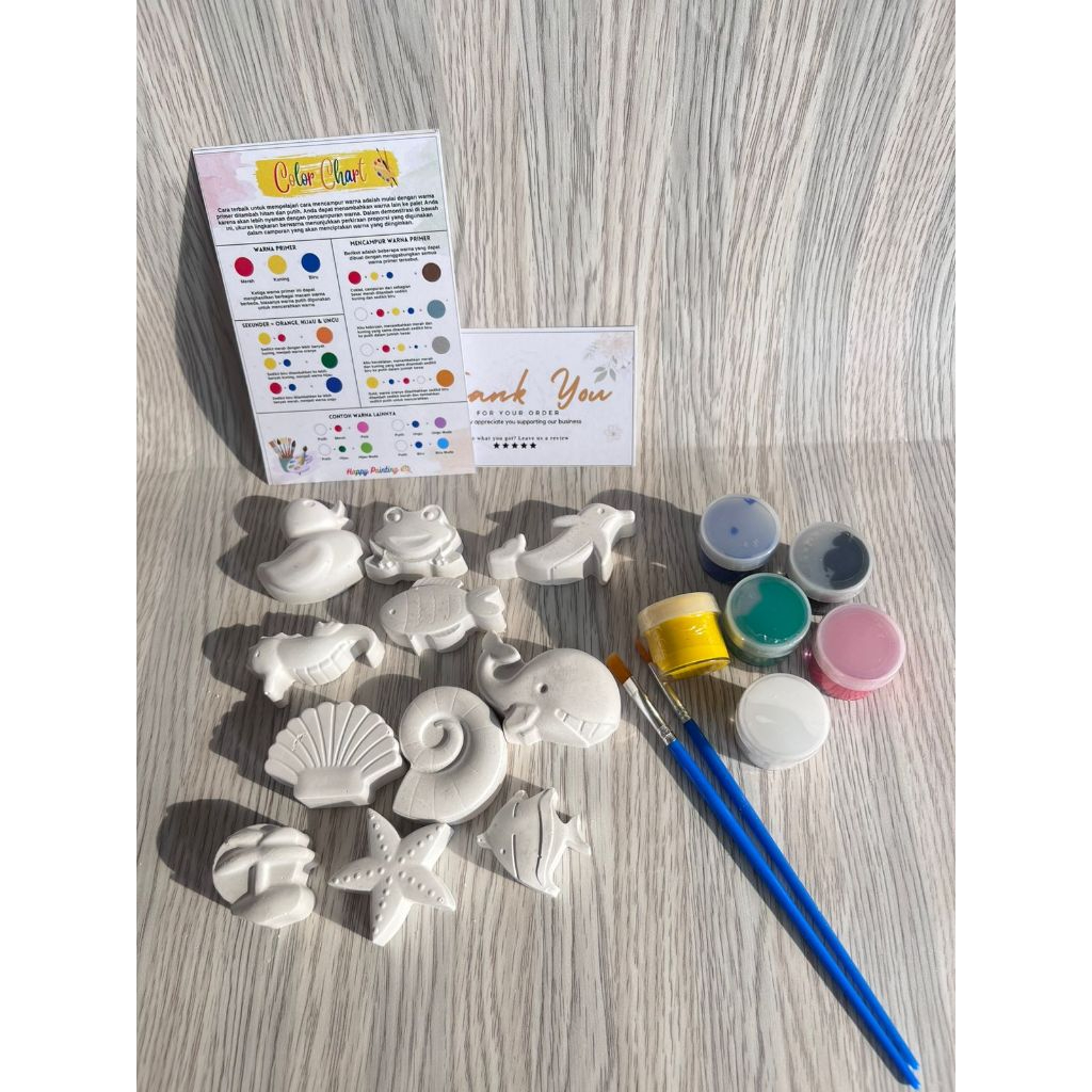 

Paket lukis gypsum terlengkap tema taman laut dengan 6 pcs cat dan 2 kuas