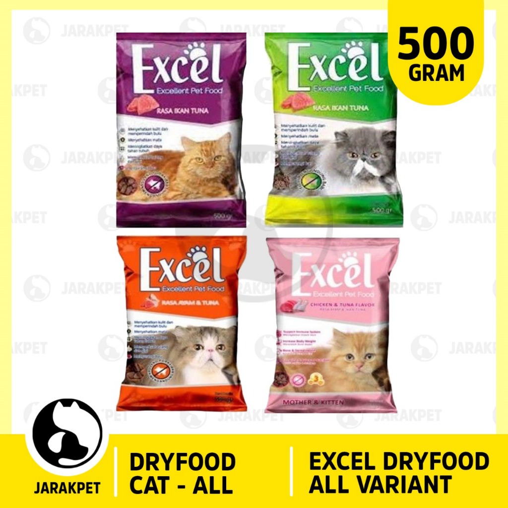 Excel Cat Kitten - Excel Cat Donat - Excel Cat Salmon - Excel Segitiga - Excel Ikan - Excel Cat 500g