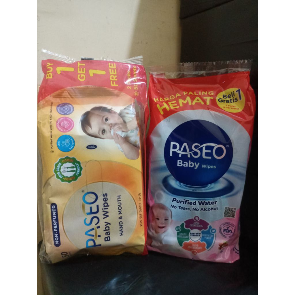 Promo PASEO Baby Wipes @50 sheets buy 1get 1