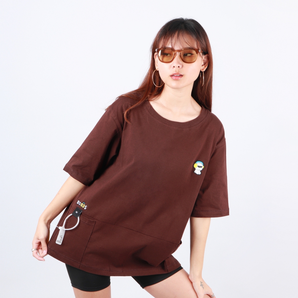 DODDS Oversize T-shirt Unisex - Basic Pocket Tee (Brown)