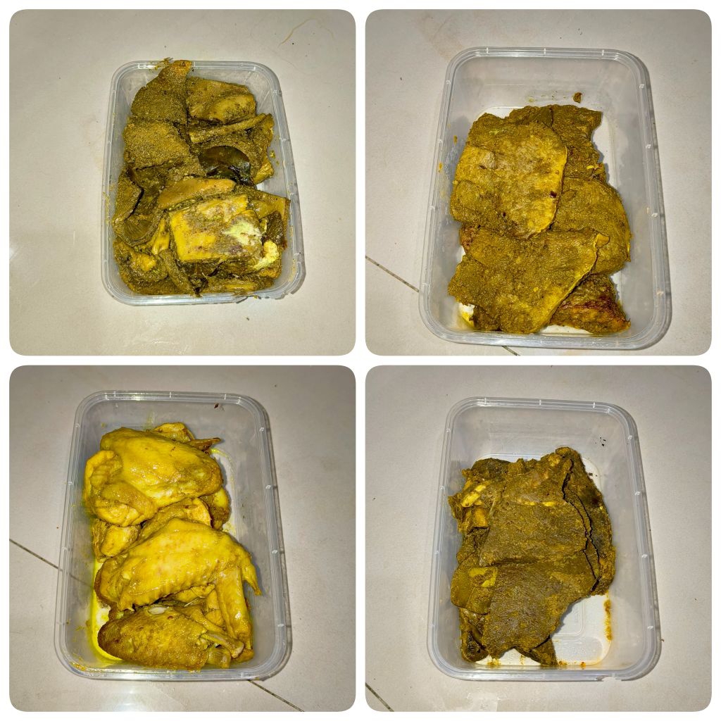 

usus lidah jantung ati ampela paru babat bumbu rempah kuning