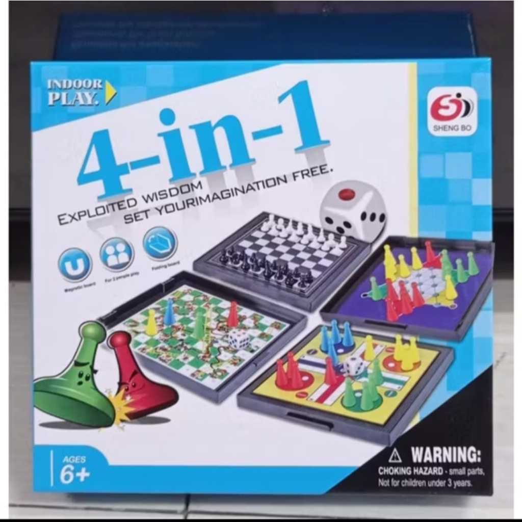 Mainan Anak Board Game Ular Tangga Magnet Magnetic 4 in 1 Papan Catur