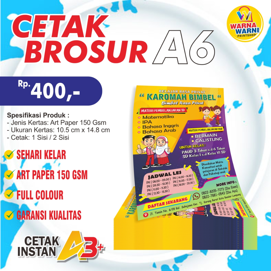 

Cetak Brosur A6 Art Paper 150 GSM