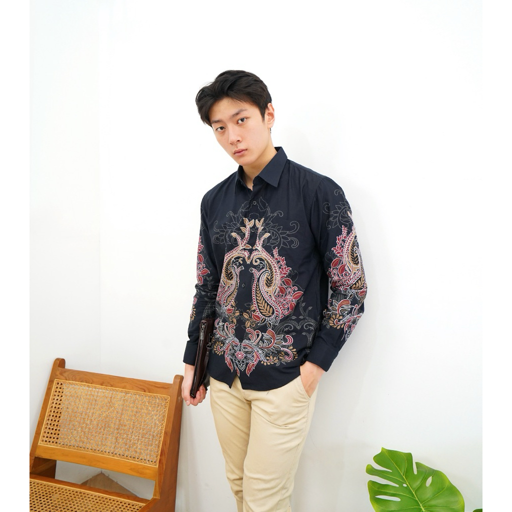 Kemeja Batik Katun Firenze Slim fit lengan panjang M L XL Batik Arvian