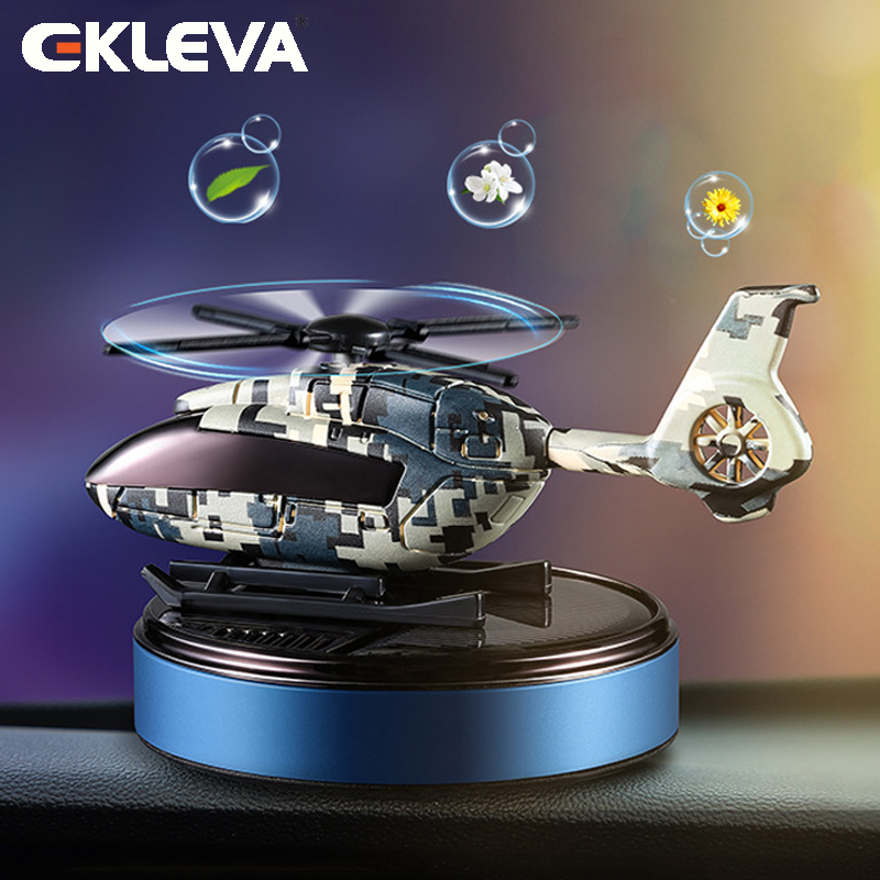 EKLEVA Diffuser Aromaterapi Mobil Bentuk Helikopter Bertenaga Solar Ornamen Dekorasi Mobil