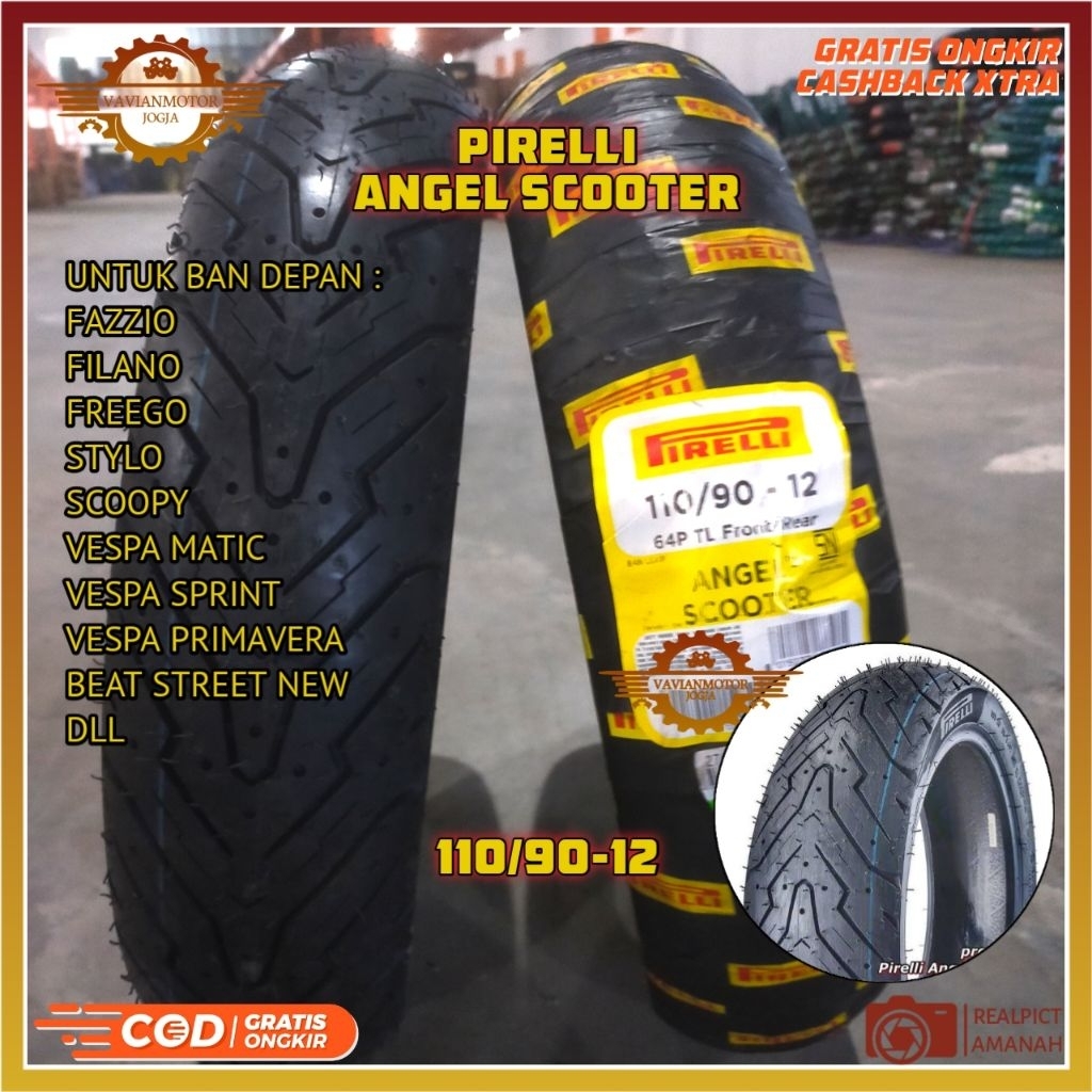 (Promo) Tangan Pertama Ban 110/90-12 Ban 110 90 12 Ban 110/90 Ring 12 64P Pirelli Angel Scooter 110/