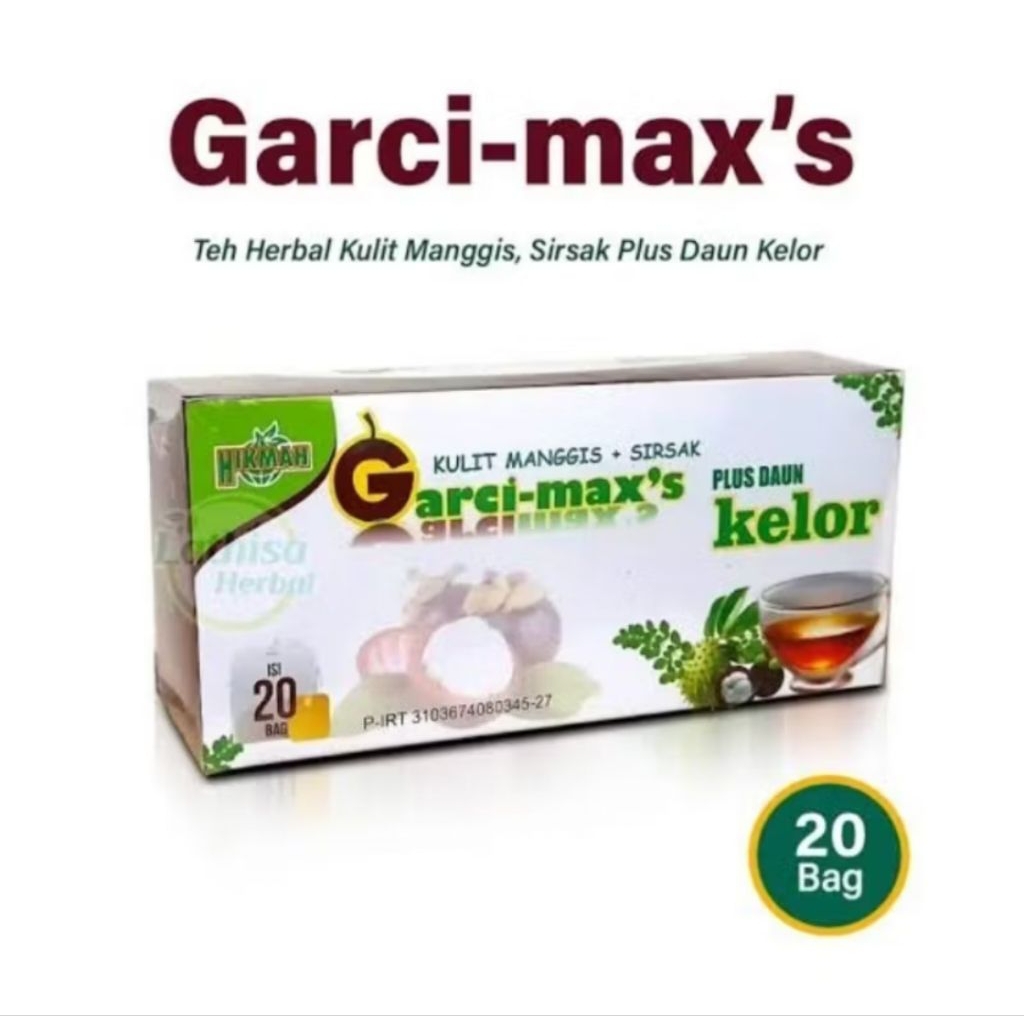 

(BISA COD)Teh Celup Kulit Manggis Plus Daun Kelor Sirsak Garci-max's 20 Kantong Original