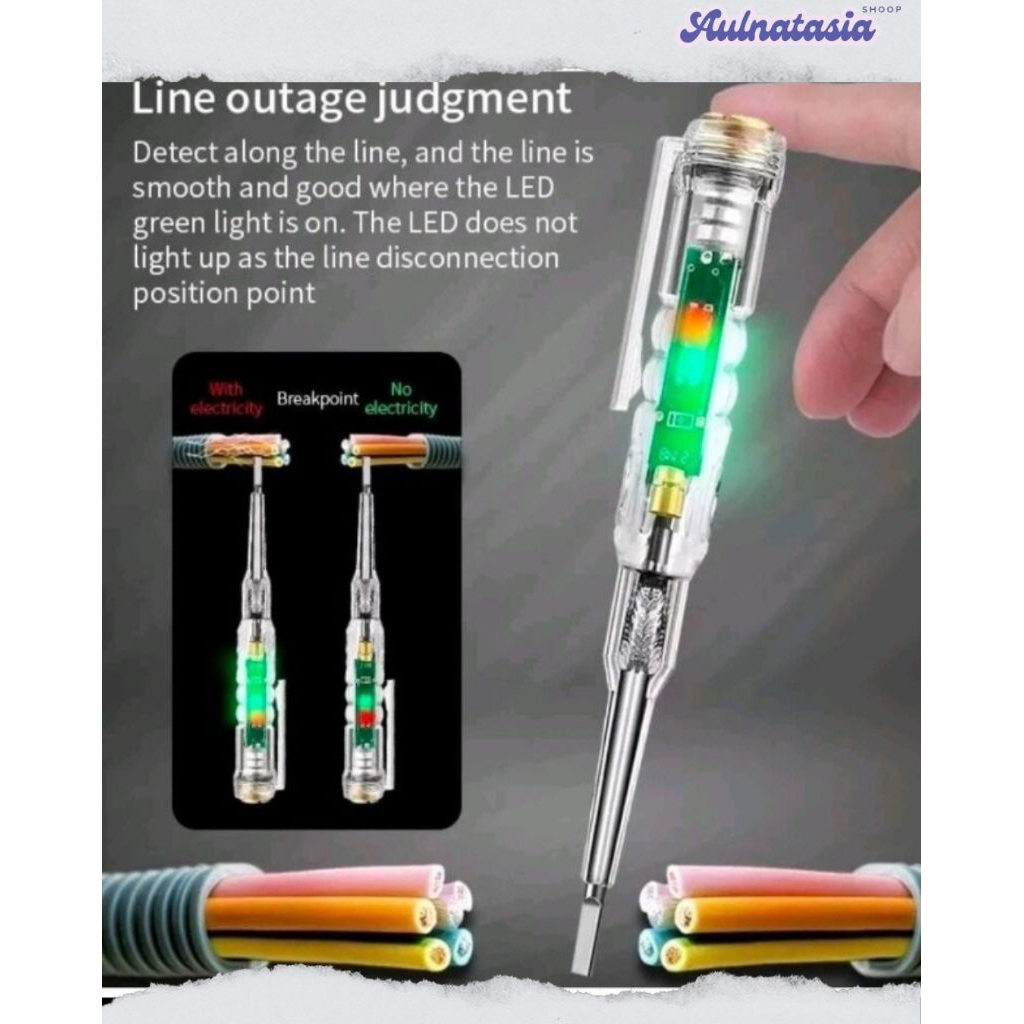 Tespen Lampu Dual LED Listrik Testpen Non Contact AC/DC ||Obeng Tespen LED flash hijau