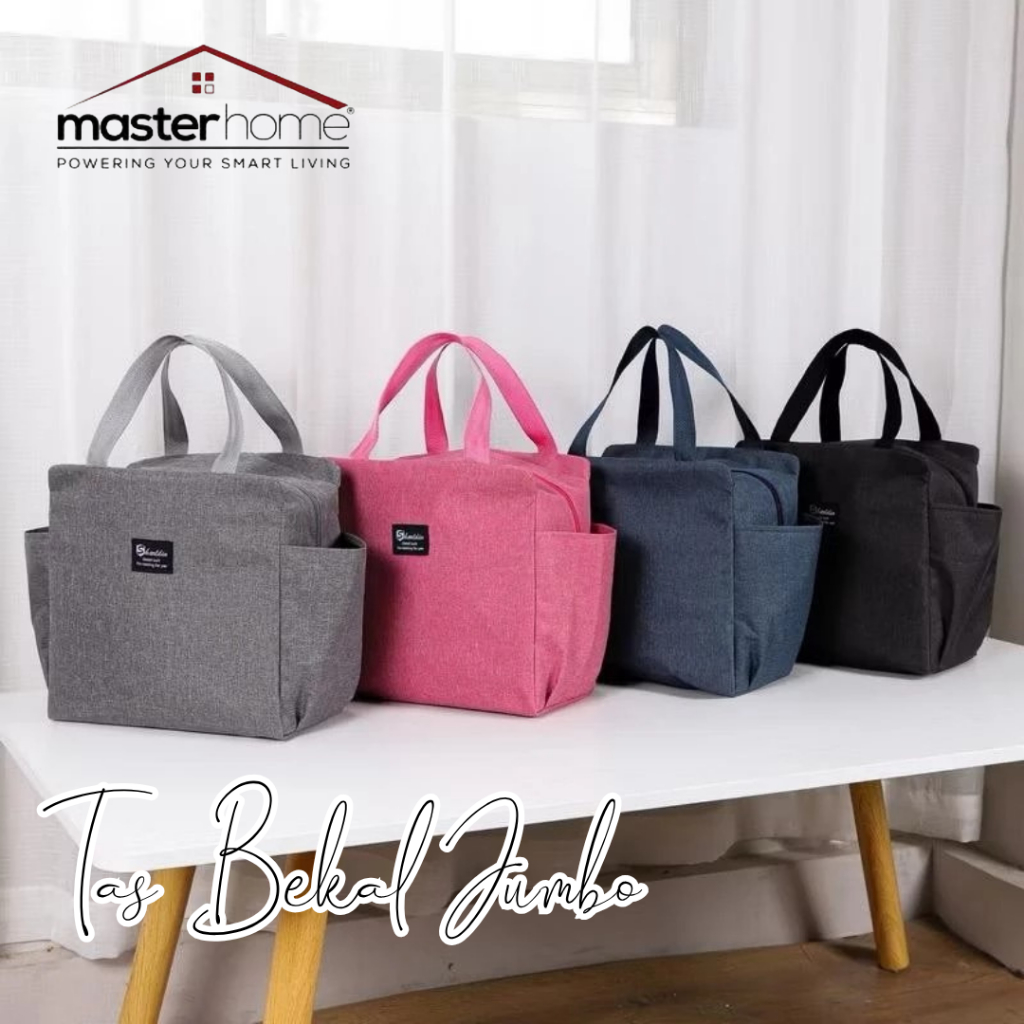 Masterhome Tas Bekal Jumbo | Lunch Bag Cooler Import | Tas Makanan Anak Besar | Tempat Penyimpanan A