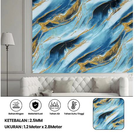 Wallpaper Dinding Marble ukuran 120 cm x 280 cm vinyl marble glossy granit pink foam roll vynil 3d w