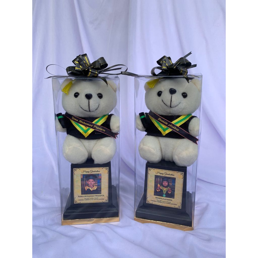 Piala Boneka Wisuda Custom | Boneka Wisuda Custom Nama & Foto | Kado Ucapan Nama & Foto | Hadiah Kel