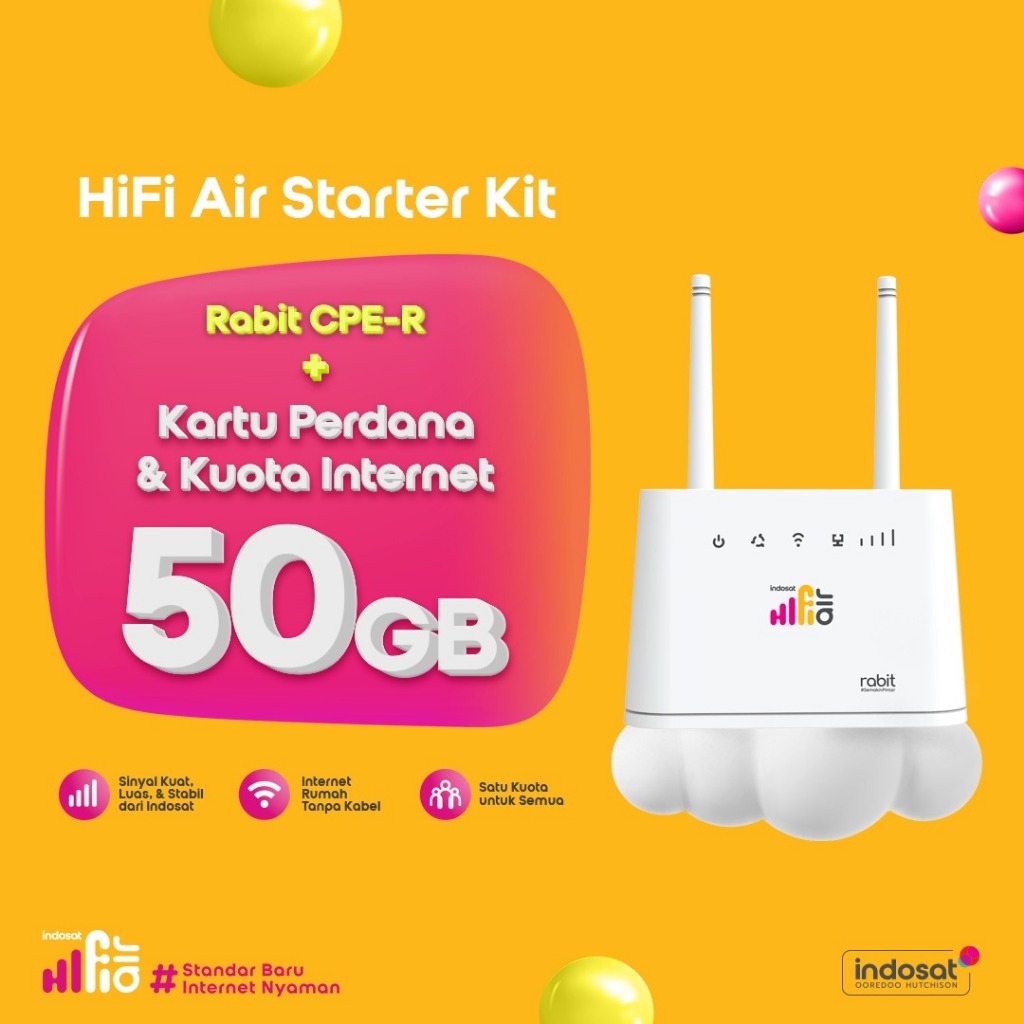 Indosat HiFi Air Rabit Wifi Modem 4G LTE 50Gb
