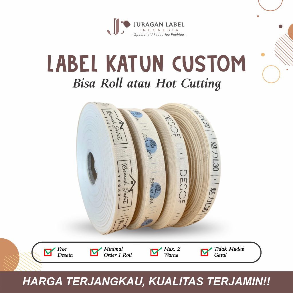 

Label baju / label katun / label pita katun tebal / label custum / label katun import termurah