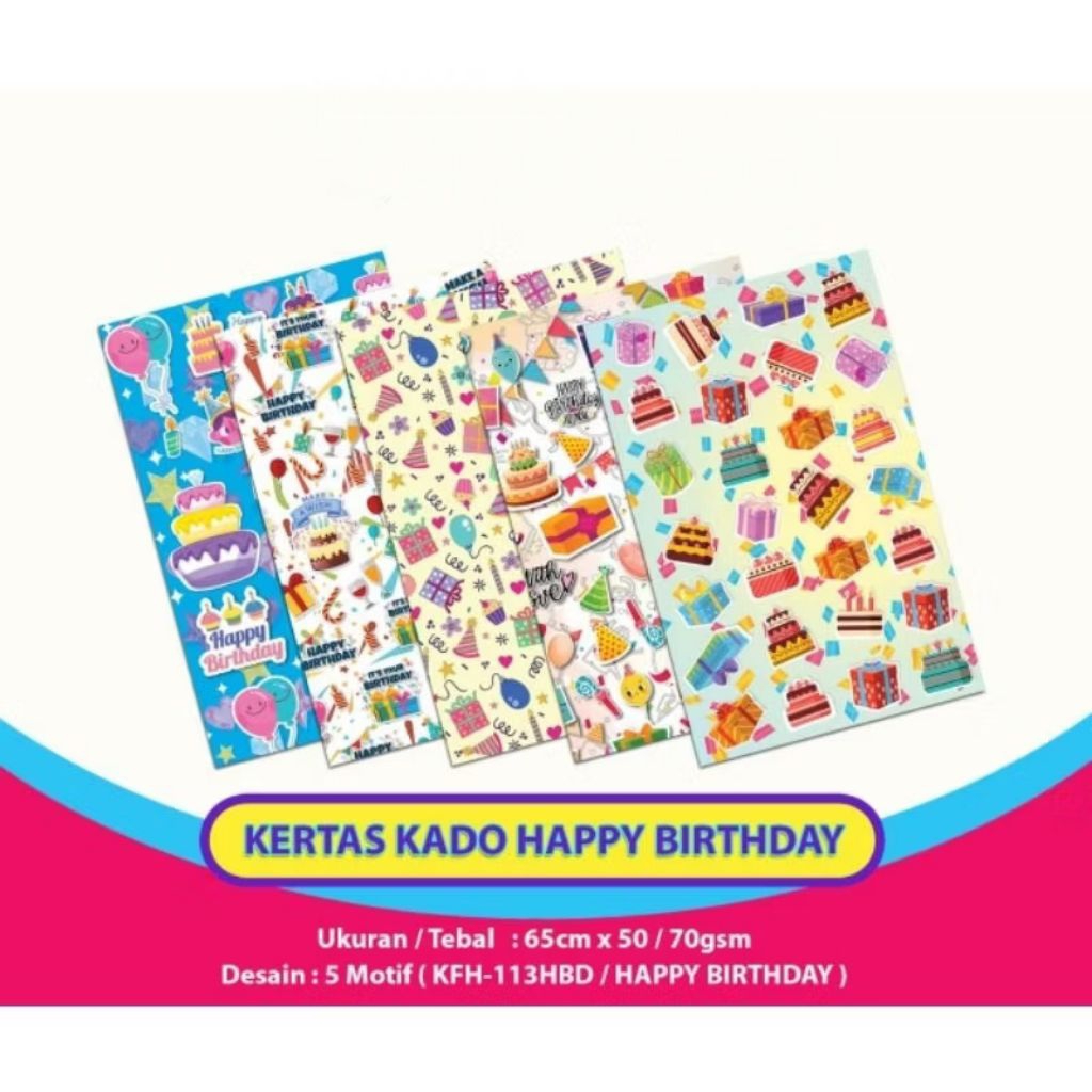 

Kertas Kado Ulang Tahun Anak Harga 1 lembar