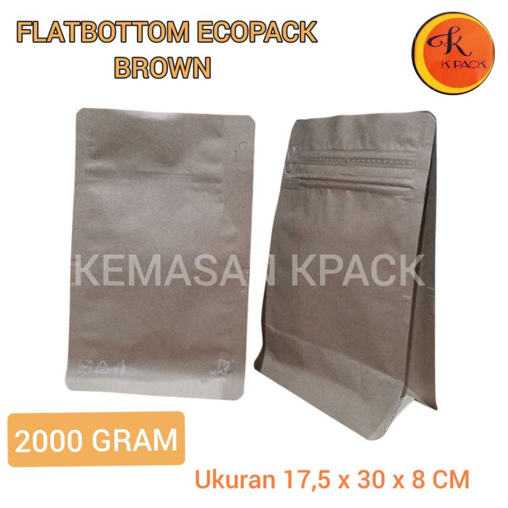 

KEMASAN FLATBOTTOM ECOPACK LITHOBROWN ZIPPER 2 KG