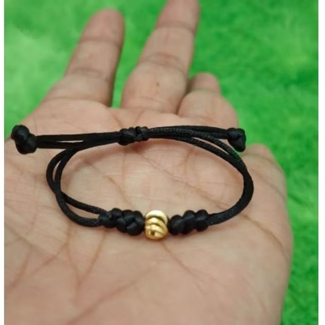 Gelang Tali  Hitam Anak Mrican Motif Titanium Tahan Lama