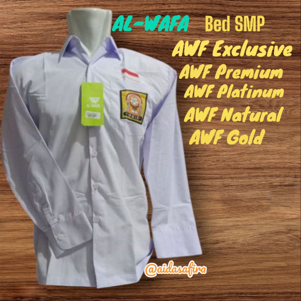 (AL-WAFA SMP)BAJU PUTIH LENGAN PANJANG SMP AL-WAFA EXCLUSIVE/BAJU PUTIH SMP AL-WAFA PREMIUM TANGAN P
