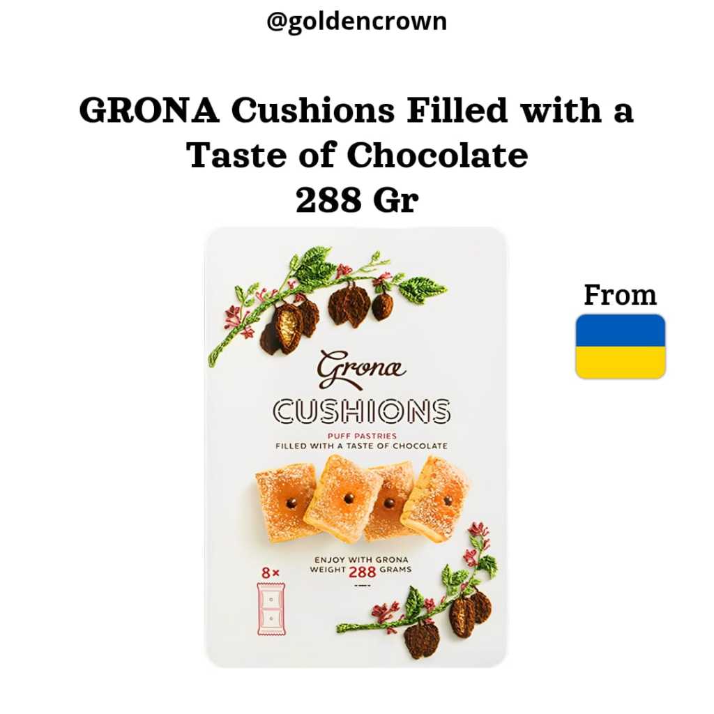 

Grona Cushions Puff Pastries Filled with a taste of Chocolate / pai isian rasa coklat 288g
